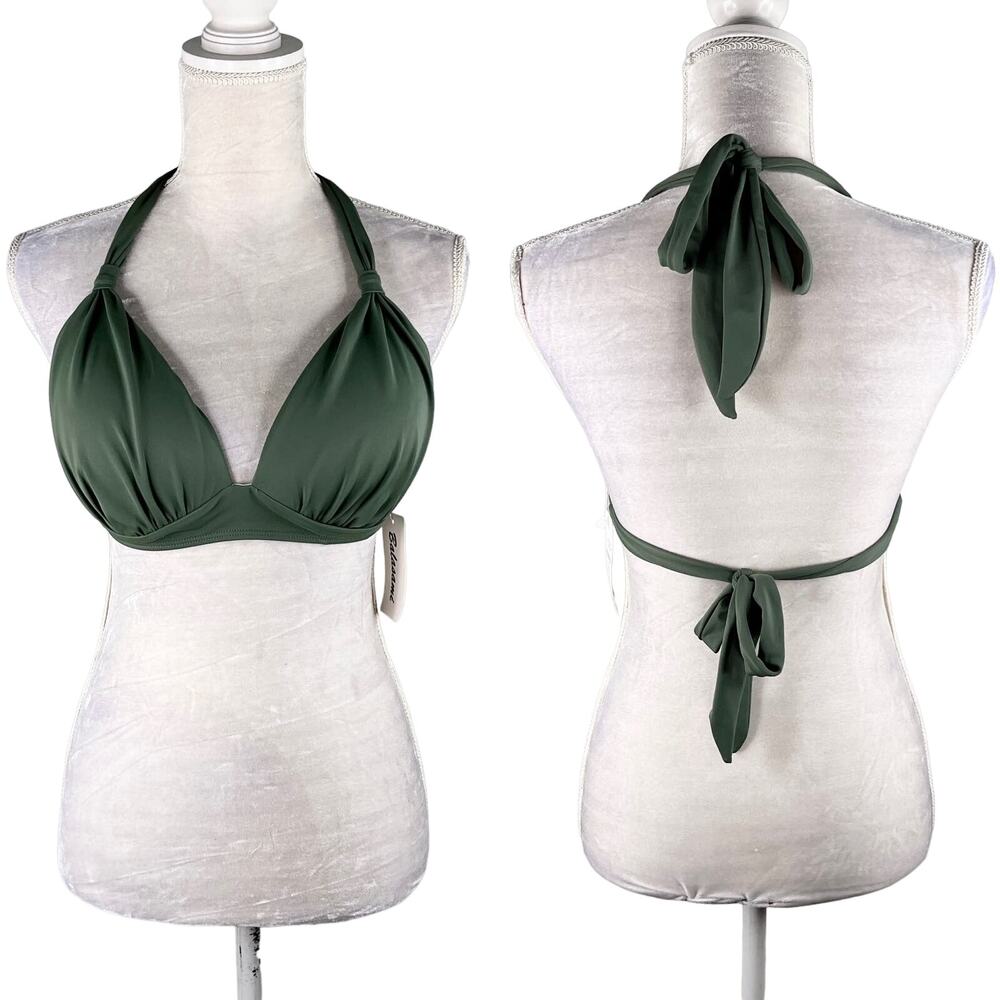 Balasami Bikini Top Retro Olive Green XL Lightly Padded New